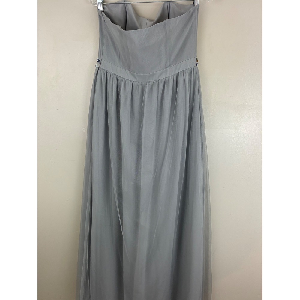 LC Lauren Conrad Strapless Dusty Blue Tulle Maxi Dress with Floral Belt - Picture 5 of 11